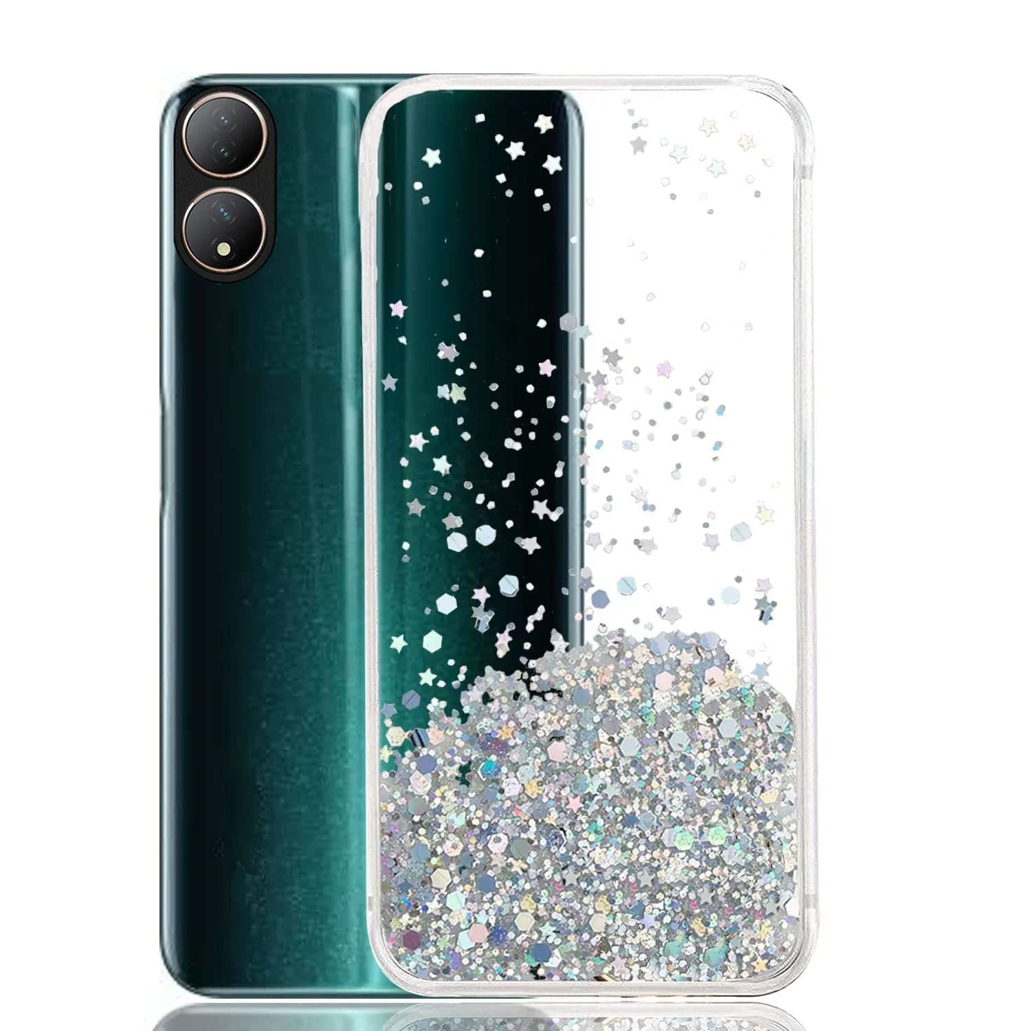 KC Back Cover for Vivo Y100 5G & Vivo T2 5G, Starry Dry Fixed Non Moving Sparkling Bling Shining Glitter Stars Soft Silicone Camera Protection Case (Transparent) (B0C43SHLM1) Amazon Price History, Amazon Price Tracker