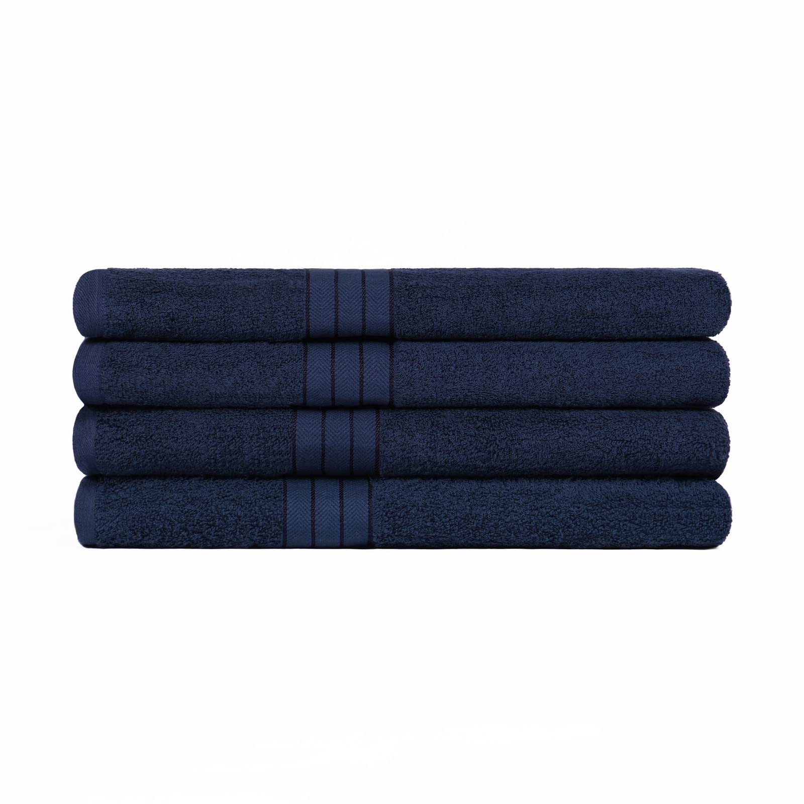 Brentfords Navy Blue 100% Cotton Bath Towels - Luxury Set of 4 – Premium Quality, Super Absorbent & Quick Drying - Large Bathroom Towel - 70 x 115cm — image 1