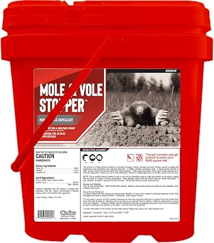 Mole & Vole Stopper, Granular Animal Repellent, All Natural, Effective All Year Round, Safe for People and Pets, No Harsh Chemicals, Ready to Use, Mole & Vole Animal Repellent - 12 lb. Bulk