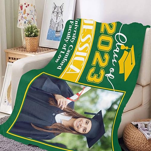 Miniatura 9 de YESCUSTOM Manta de graduado personalizada con collage de fotos, manta de fotos personalizada para graduados de clase de 2023, manta personalizada