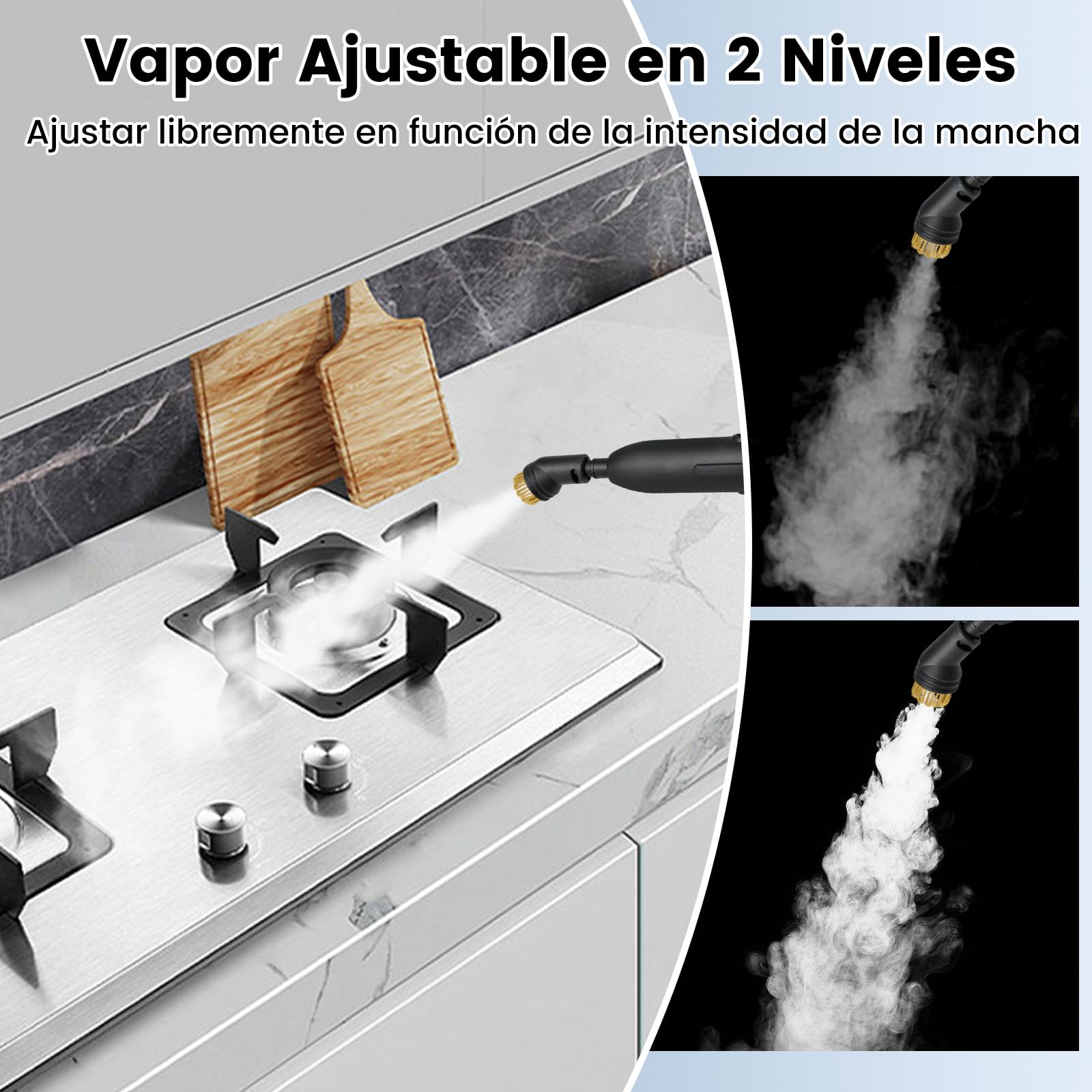 COSTWAY 1500W Limpiador a Vapor Portátil, Vaporizador Doméstico con Tanque de Agua de 1 L, Máquina de Limpieza a Vapor a Presión Multifuncional para Coche, Tapicería y Cocina (Blanco)