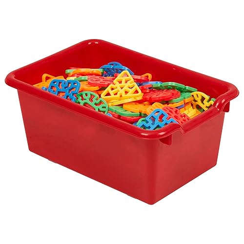 Miniatura 10 de ECR4Kids Cubo de almacenamiento frontal con cucharada, organización multiusos, color rojo, 5 piezas