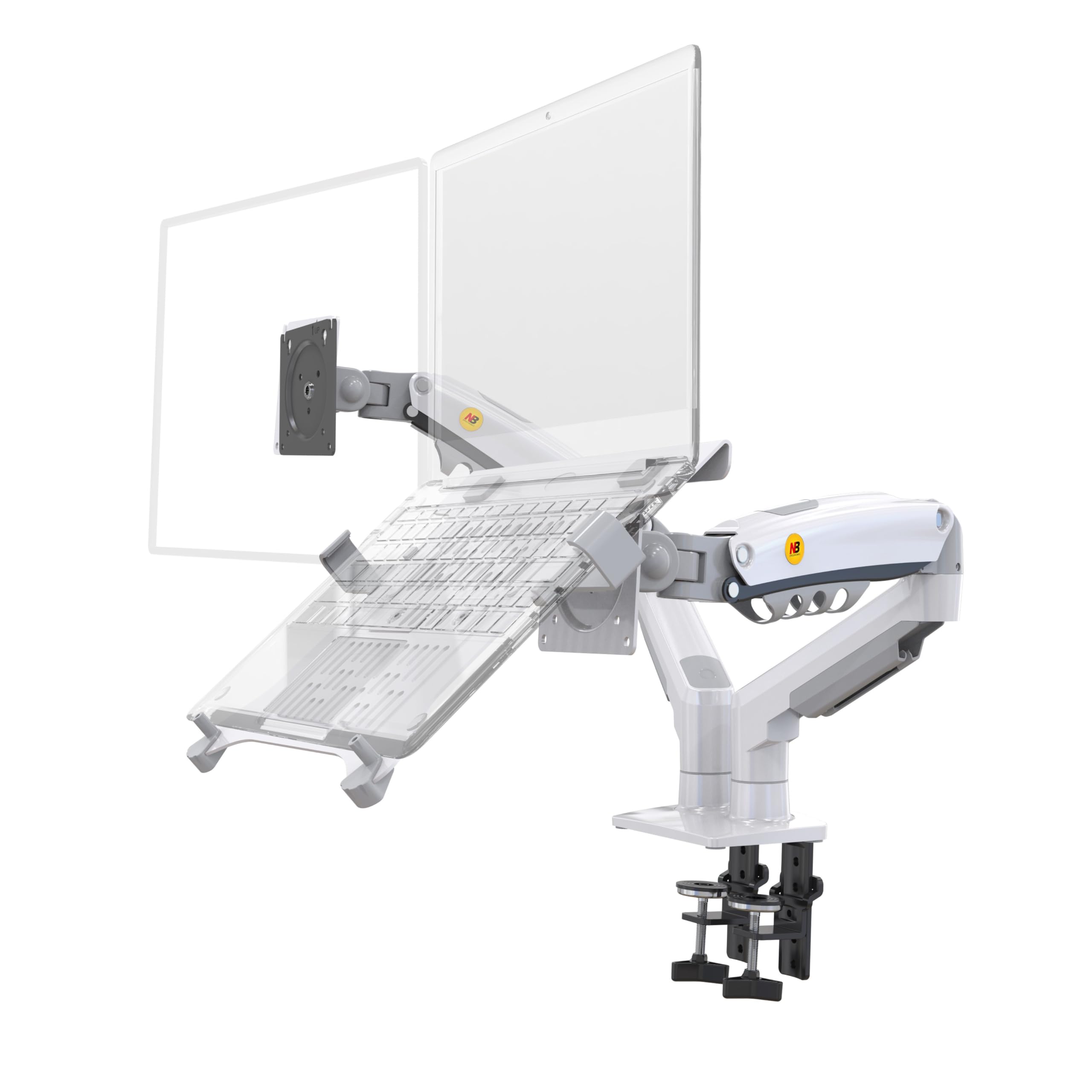 NB North Bayou Soporte del Monitor y Portatil para Pantallas Soporte 2 en 1, para Computadoras Portátiles de 10-17'' y Pantallas de Computadoras de 17-27'', Carga 2-9 kg VESA 75/100 F160-FP Blanco