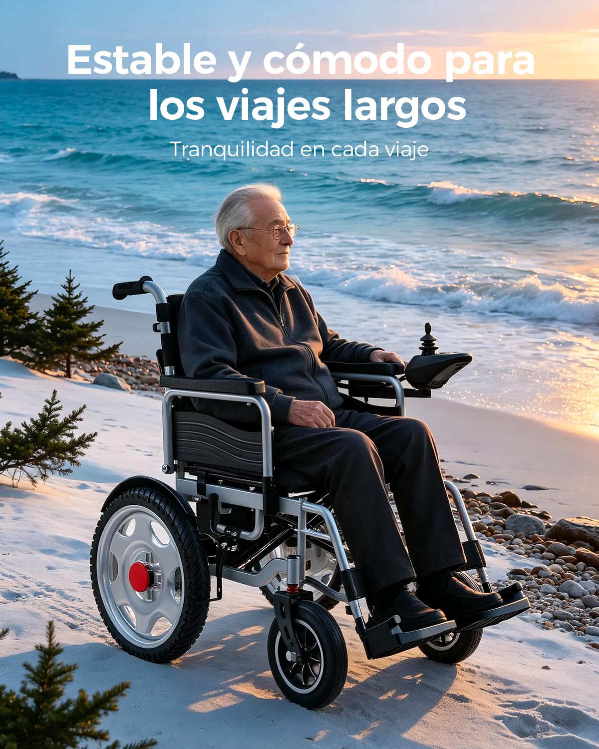 Homyking Silla De Ruedas Eléctrica Plegable para 48cm de ancho, Ligera silla ruedas electrica para mayores, Autonomía de 25 km, capacidad de carga de 150 kg