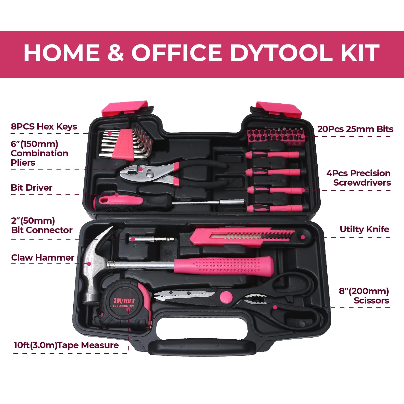 h.naotoFRILL黒ピンクワンピース&トップス3点セット♡おまけ付き ABCY 39 Piece Basic Tool kit for Women, All Purpose Pink Tool ser