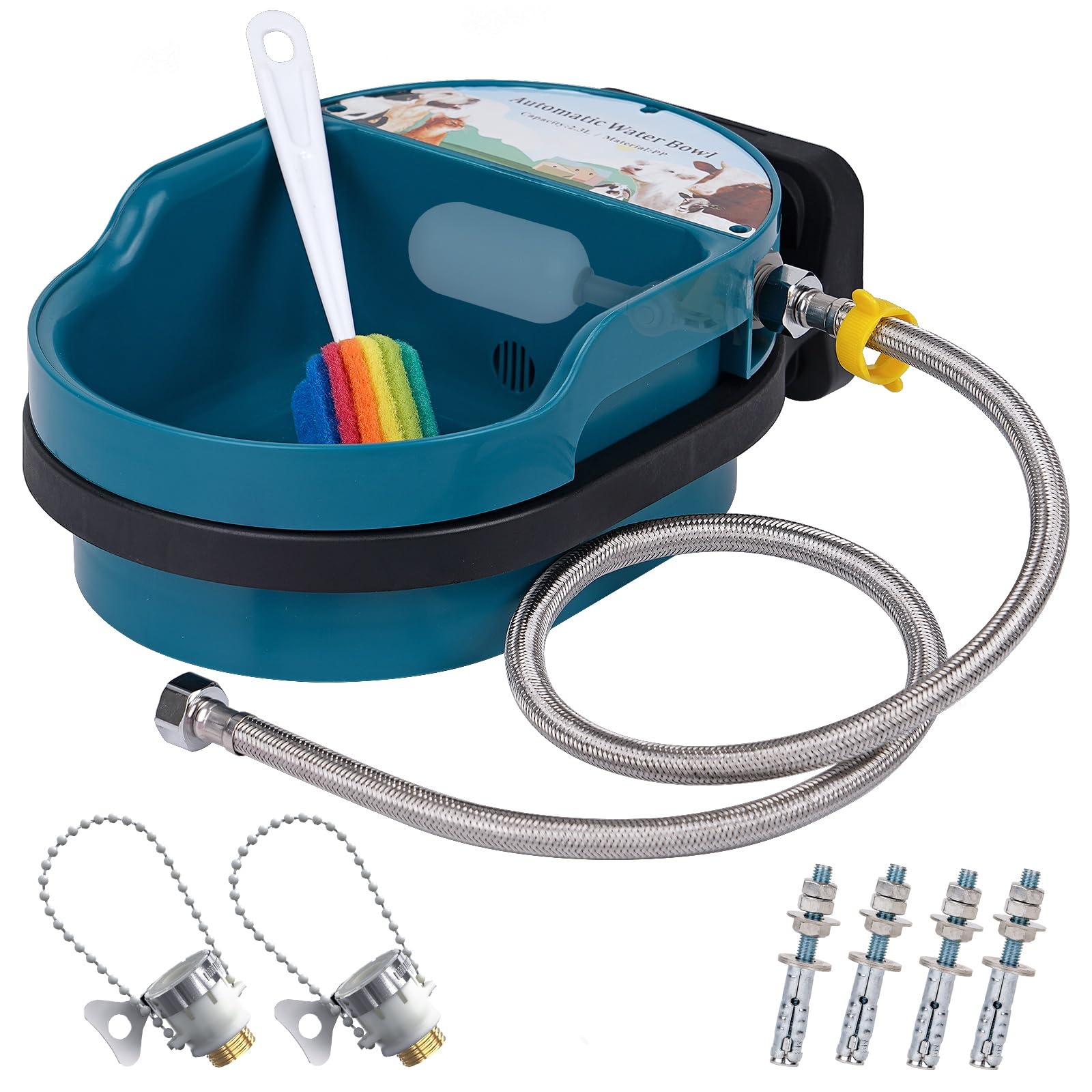4 In 1 Automatische Tränkebecken aus Kunststoff Automatische Wassertrog mit Halterungen und Schwimmerventil Tränkebecken für Rinder Pferde Schweine Schafe Hunde