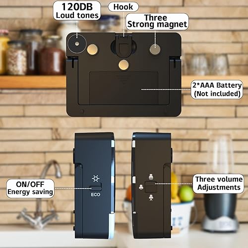Miniatura 3 de Paquete de 3 temporizadores de cocina, temporizador digital de cocina de 120 dB con pantalla LED grande, temporizador magnético de cuenta para