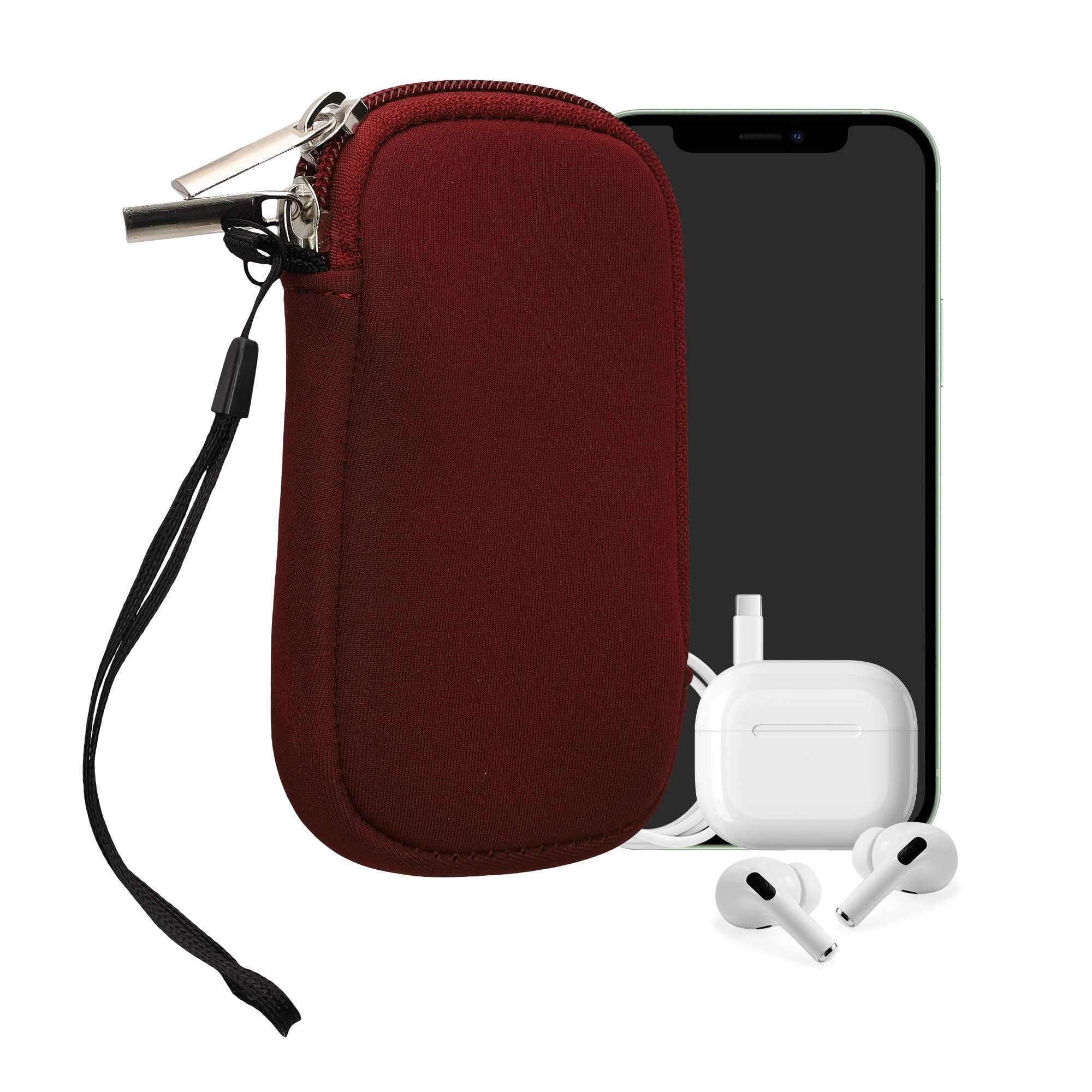 kwmobile Universal Phone Pouch Size XS - 3,5/4" - Neoprene Smartphone Pouch with Zip - Water-Repellent Mobile Phone Case - Sleeve in Bordeaux