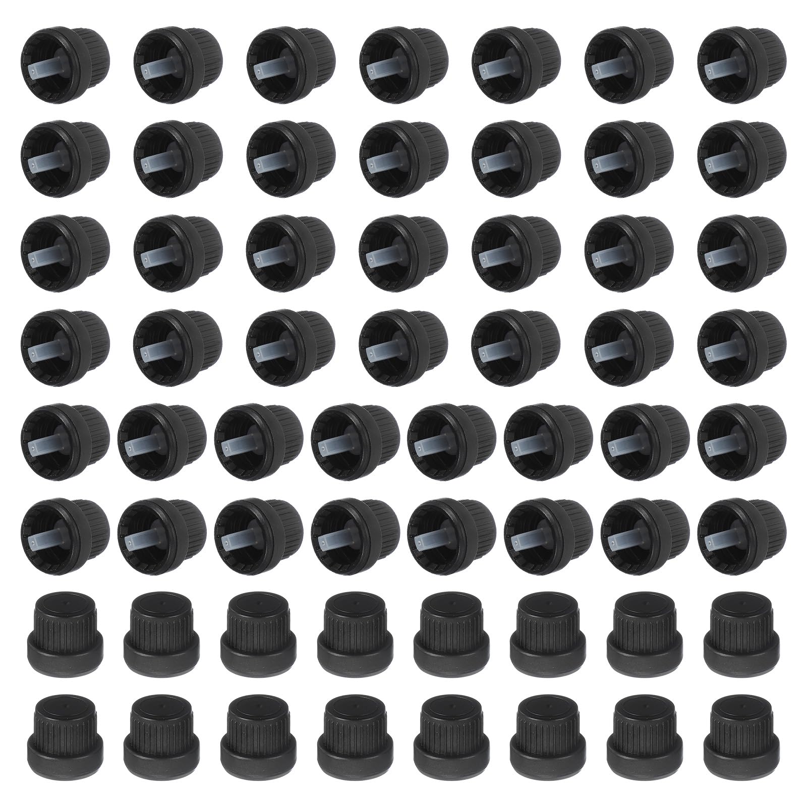 Bouchons de rechange 18mm plastique pour bouteille huile essentielle et produit chimique lot 60