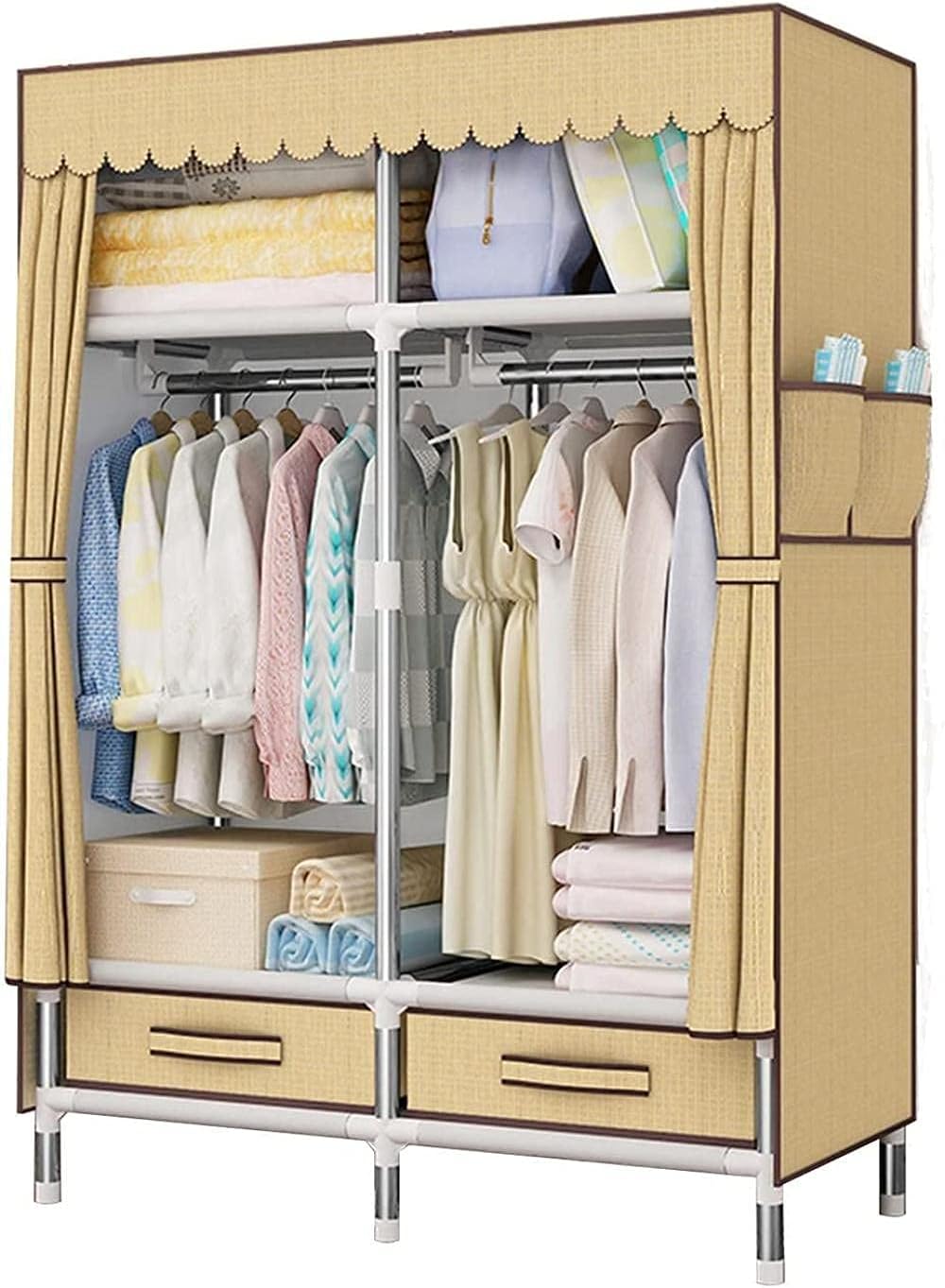 Solid Color Wardrobe Open Bedroom Wardrobe Rail Assembly Portable Wardrobe Storage 170 100 45CM Clothes Rack (Color : B Size : 170 100 45CM) (A 170 * 100 * 45CM)