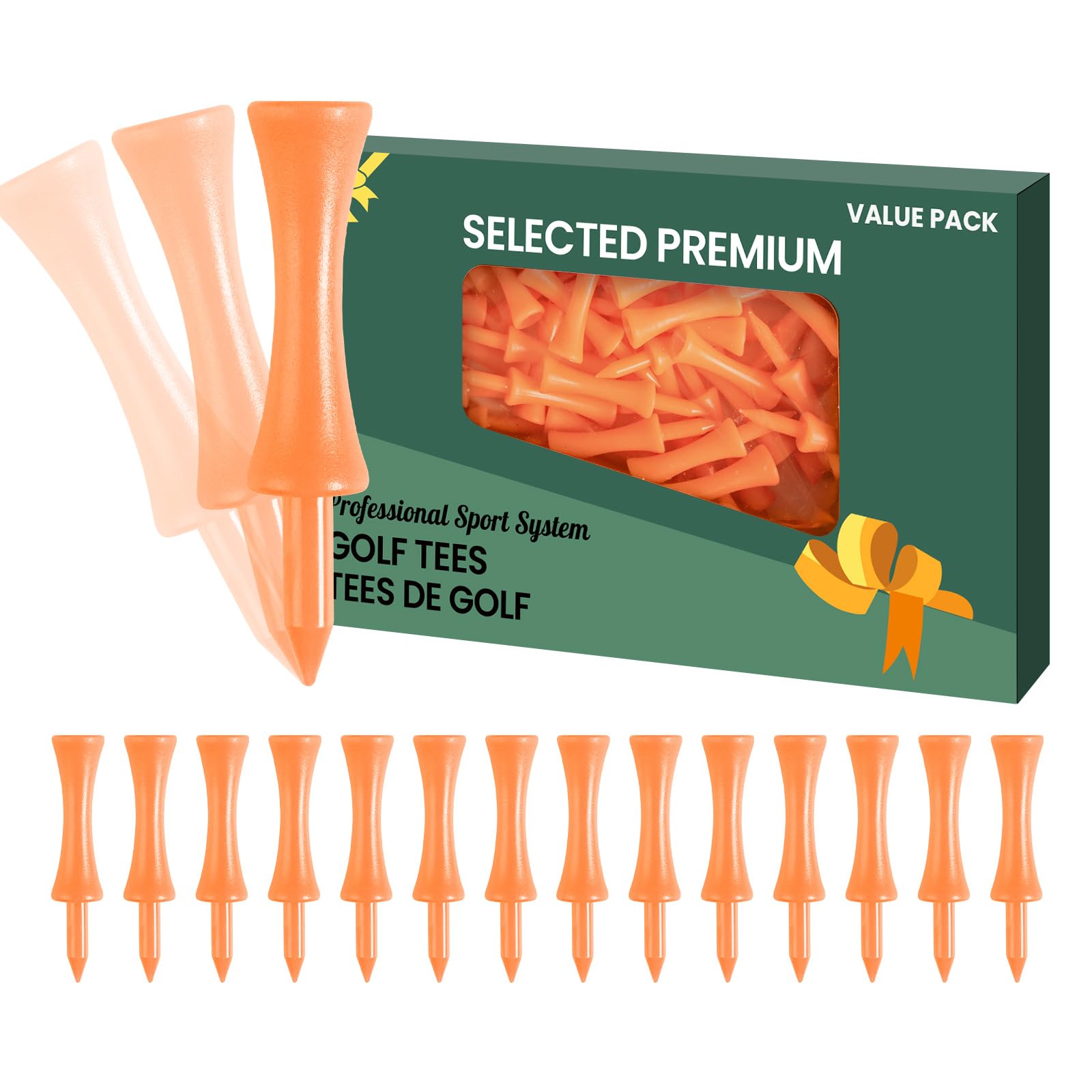 FINGER TEN Golf Castle Tees Plastic 2 1/4 Inch with Stopper for