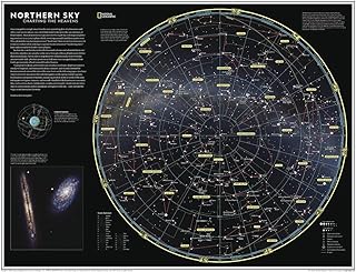 National Geographic Maps: Charting the Heavens, Northern Sky Wall Map - Compact - 21.5 x 16.25 inches - Front Lamination