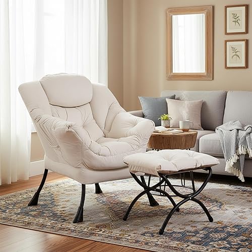 Miniatura 241 de Welnow Silla Lazy con otomana, moderna silla de descanso con reposabrazos y un bolsillo lateral, sillón para sofá de ocio, sillón de lectura