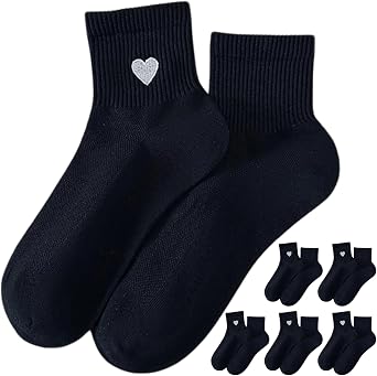 Womens Cute Cotton Athletic Socks with Heart Embroidered Thin Mesh Breathable Casual Aesthetic Ankle Socks Gifts