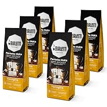 Bialetti Perfetto Moka Caffè Macinato, 1.5 Kg, Gusto Vaniglia – 6 x 250 g