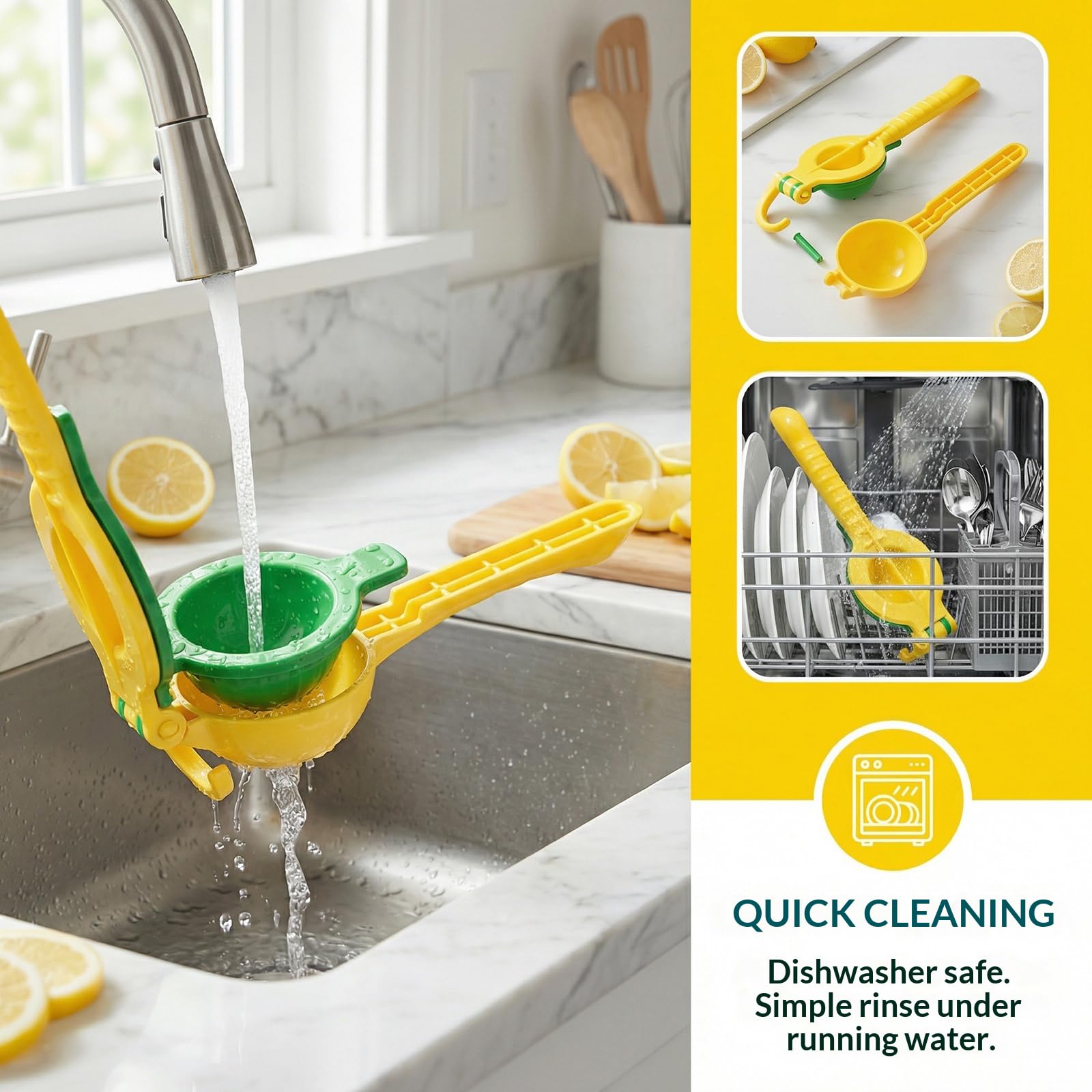 Exprimidor manual de limones 2 en 1 de plástico PP, apto para lavavajillas, con gancho para colgar, 25,5 cm