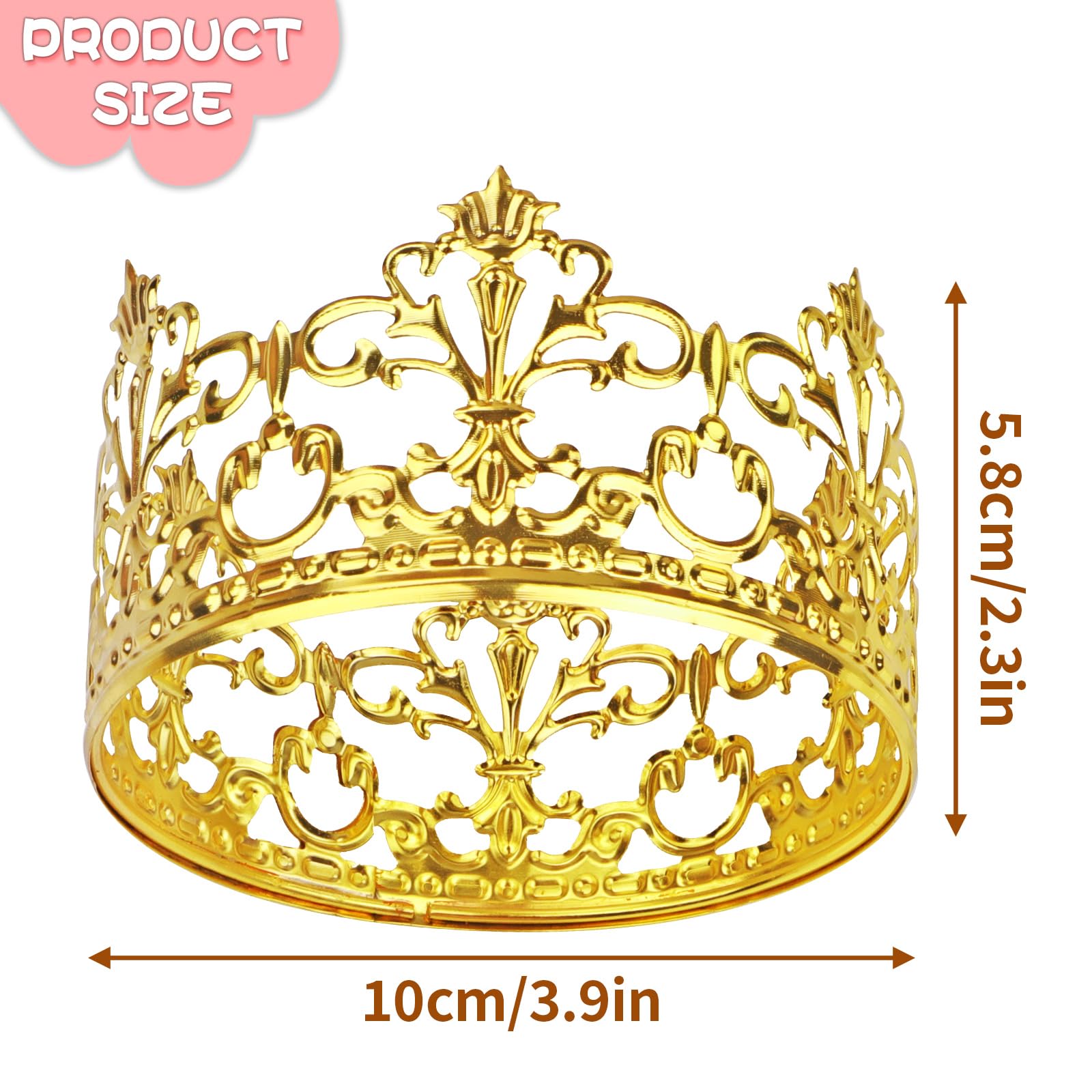 Goldene Krone Kuchenaufsatz Aus Metall – Vintage Design, Ca. 12.5 X 12.5 X 11.5 Cm – Für Geburtstagspartys & Feste