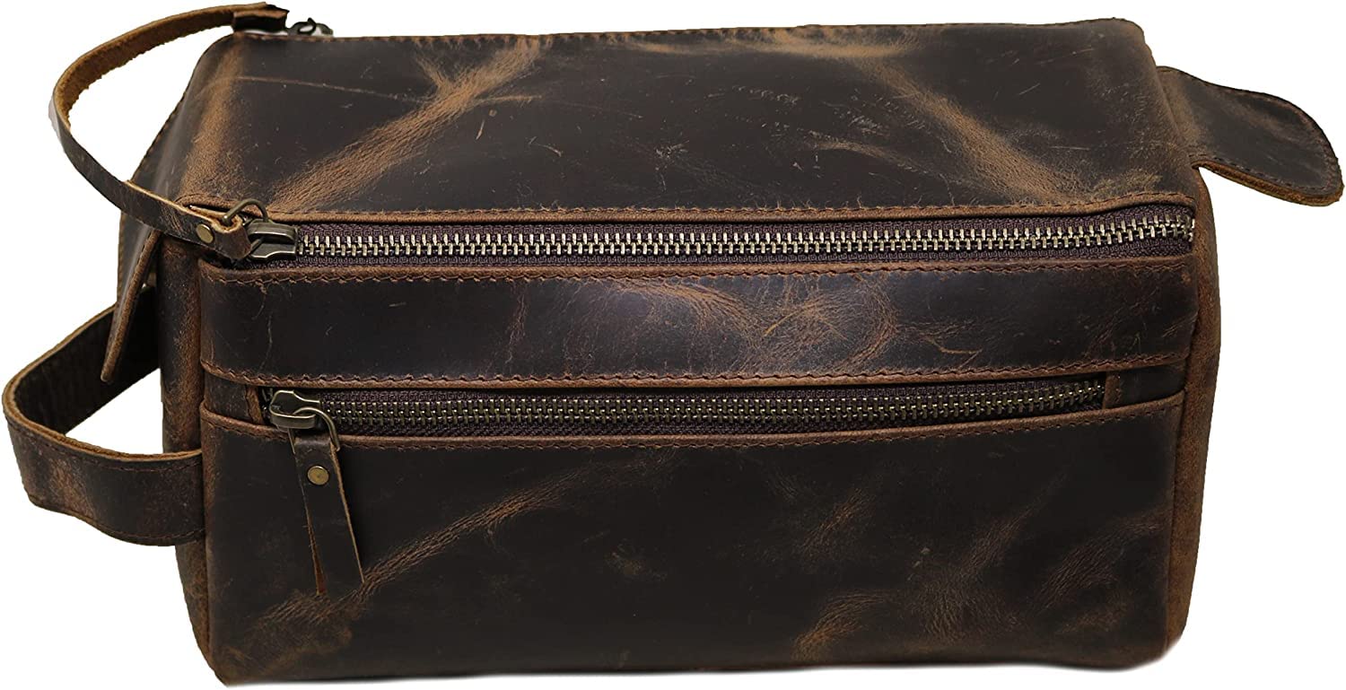 Borsa da toilette in vera pelle da uomo Kit impermeabile Borse da barba e toelettatura per viaggi Groomsmen regalo uomini donne appeso con cerniera trucco bagno cosmetico custodia trucco trucco