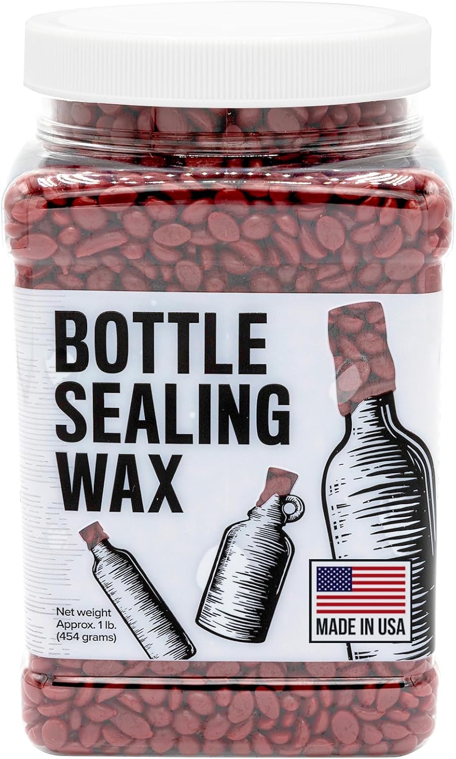 Ceras mezcladas, Inc. Cera para sellar botellas de 1 libra. Pastillas - Cera embotelladora resistente y vers&aacute;til para sellado de botellas de vino, cerveza y licores - Sella entre 25 y 30 botellas de color rojo met&aacute;lico