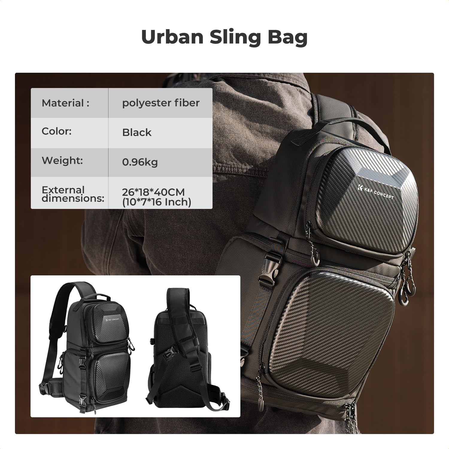 K&F CONCEPT Camera Sling Bag Crossbody Bag Hardshell Camera Shoulder Backpack DSLR/SLR/Mirrorless Camera Case Photography Bags for Photographer - Image 7