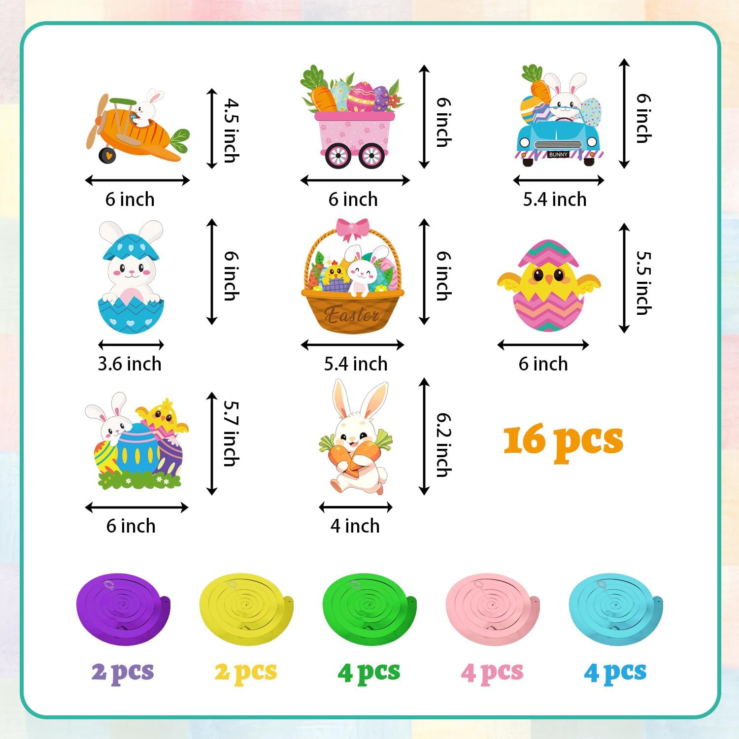 25Pcs Easter Decorations Set with Happy Easter Banner, Easter Egg Garland, Pompoms & Hanging Swirls for Home, Classroom, Easter Party Decorations Indoor - Image 4