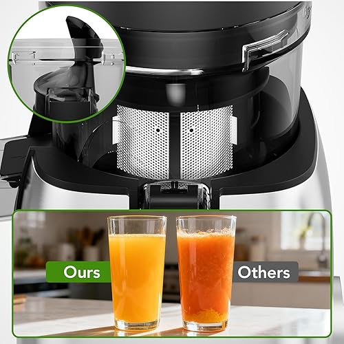 Miniatura 2 de Exprimidor de prensa en frío de 5.4 pulgadas de ancho conducto de alimentación, máquinas de exprimidor para frutas y verduras enteras, Extractor de