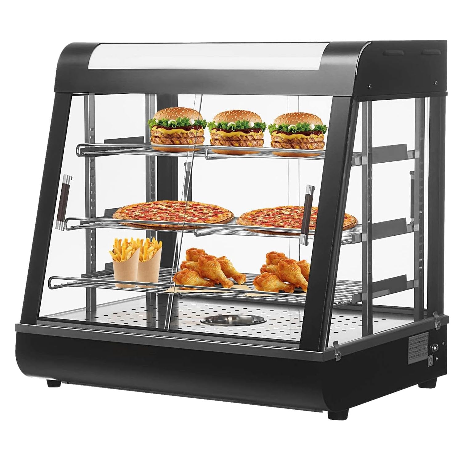 COYEUX Vetrina per Cibi Caldi da 1500 W, Armadietto Scaldavivande a 3 Livelli, Vetro Temprato e Temperatura Visibile di 30-80 ℃, per Ristorante a Buffet