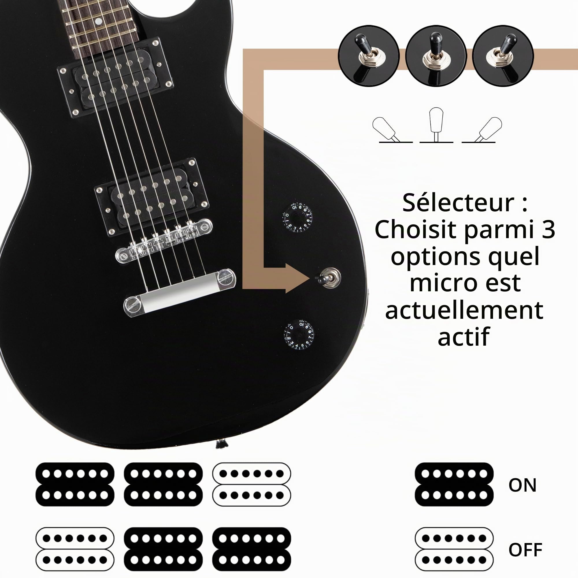 Rocktile L-100 BL Guitare Électrique Noire, Modèle Single Cut, Poids: 3