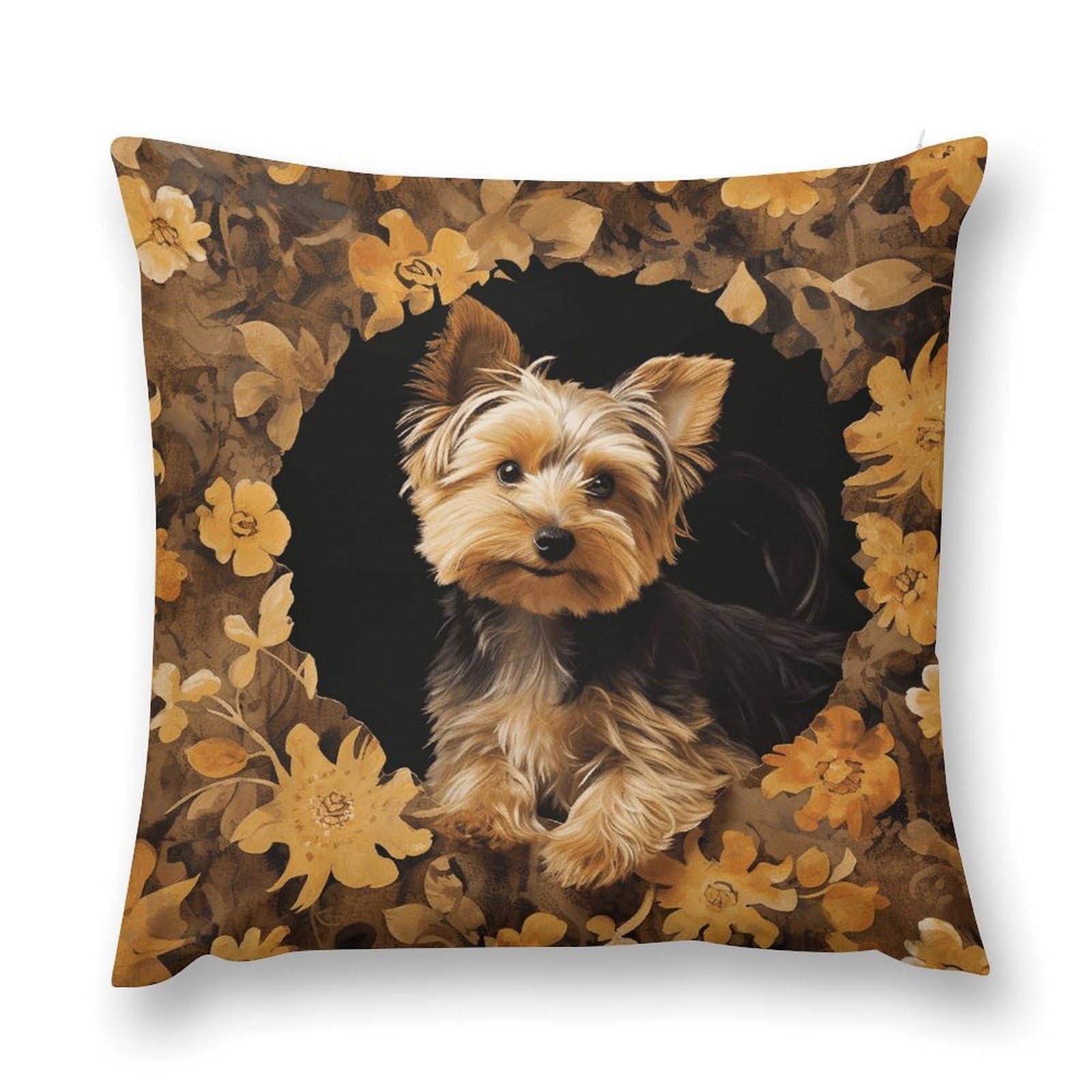 LPSADGF Yorkshire Terrier in The Cave Throw Pillow Covers Farmhouse Cushion Cover Boho Plush Pillowcase Decorative Square Pillow Case for Couch Sofa Bed Living Room Home Decor 20 "x20