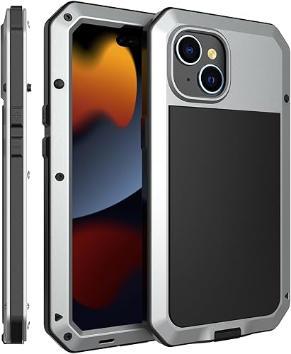 Marrkey Compatible con iPhone 15, funda protectora de cuerpo completo 360, resistente a los golpes, armadura resistente, funda de metal de aleación