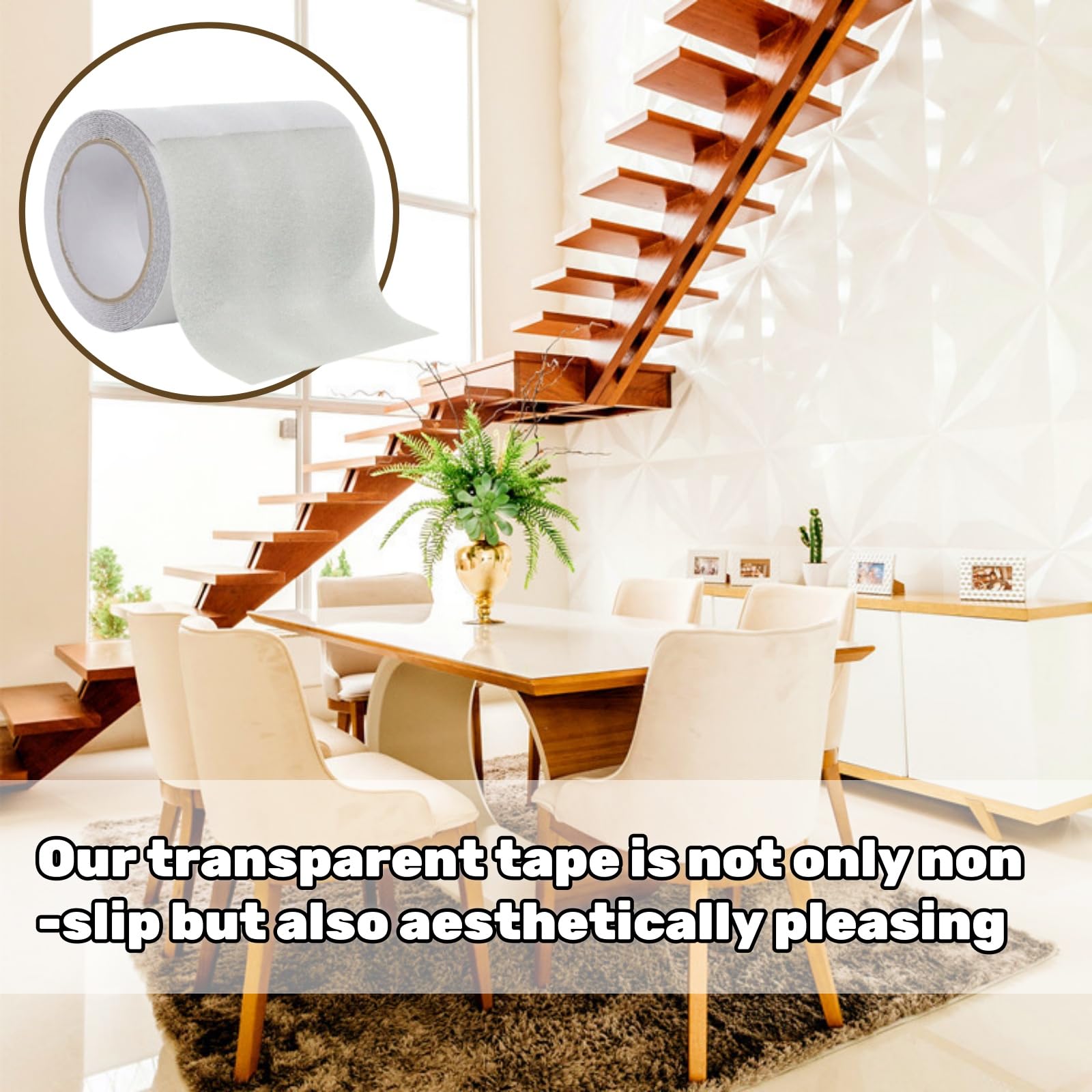 2 Pièces Bande Antidérapante Adhésive Transparent 15 cm x 5 m, Griptape Antidérapante Escaliers, Ruban Autocollant Anti-dérapante, Ruban Autocollant pour Intérieur et Extérieur, Escaliers, Marches
