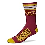 For Bare Feet NFL Washington Commanders 4 Stripe Deuce Crew Sock Team Color MEDIUM
