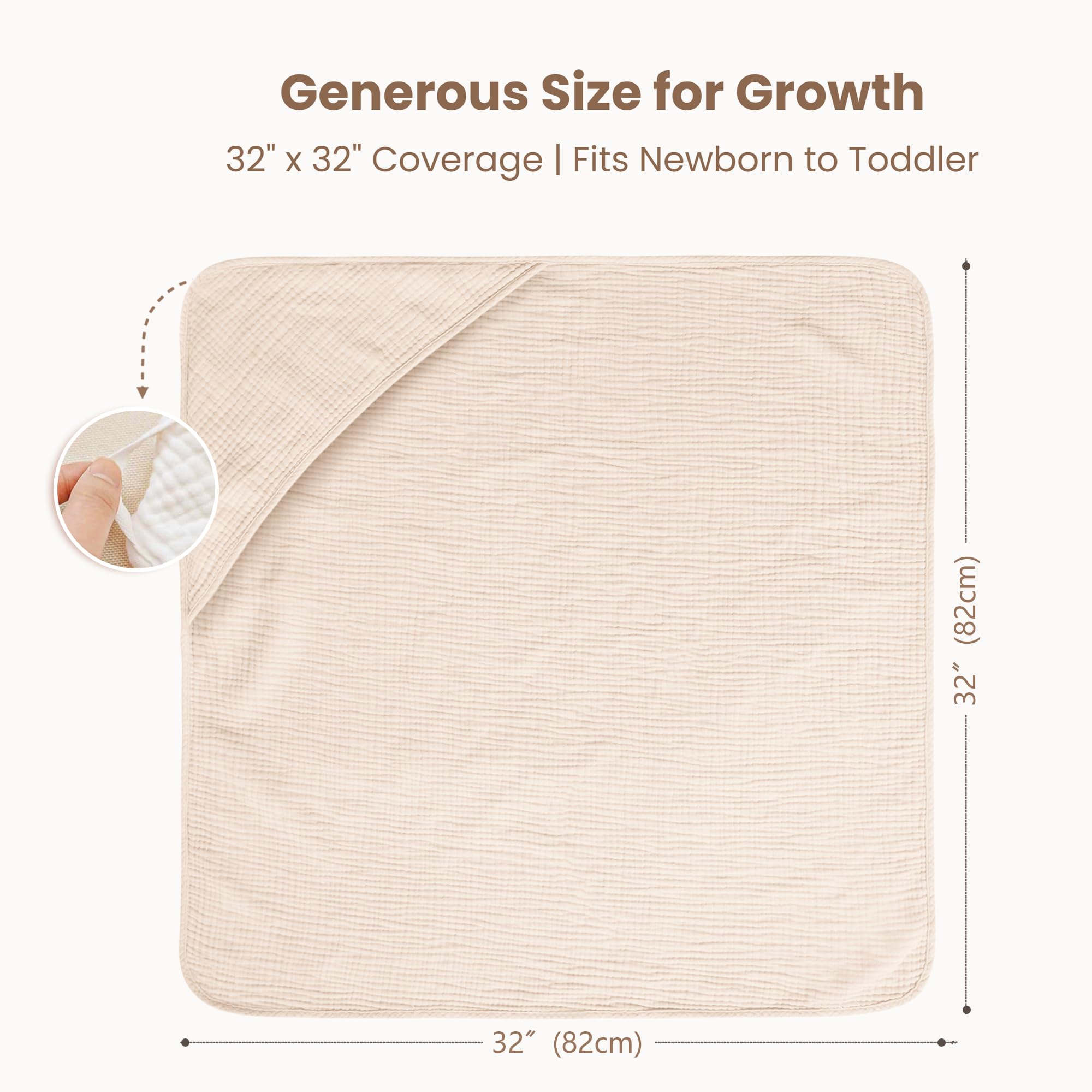 Konssy Toallas de muselina con capucha para bebé recién nacido, suave, 100% algodón, toalla de baño con capucha para bebés y niños pequeños, ultra absorbente, toallas de baño naturales para bebé