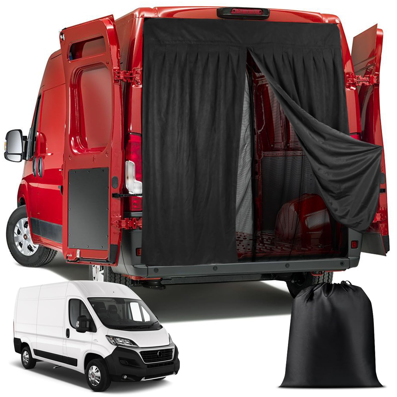 ZWPARTS Magnetischer Van Insektenschutz Maßgeschneidert für 2006-2024 FIAT Ducato/Peugeot Boxer/Citroen Relay X250/X290 H2/H3 and L2 L3 L4, Zweischichtig Auto Insektennetz Moskitonetze für Heckklappe