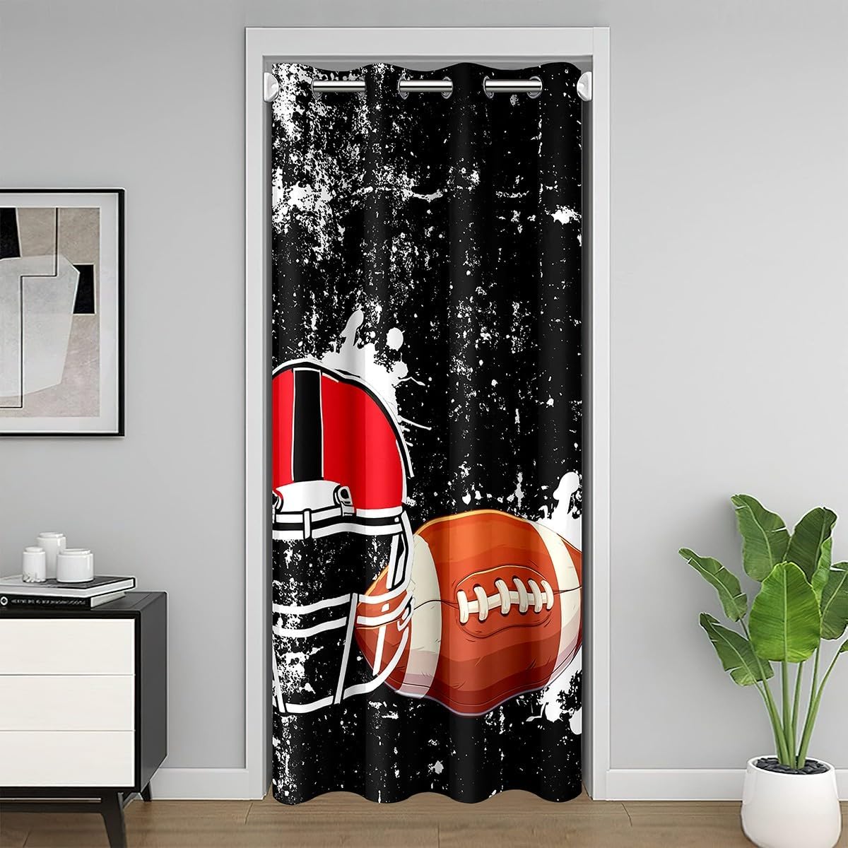 Manfei American Football Door Curtain Football Gaming Doorway Curtain for Closet Door, Rugby Sports Theme Door Drapes Blackout Curtain for Bedroom Privacy, Kids Boys Teens Room Decor, 52"x84" 1 Panel