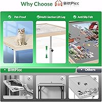 Vista 8 de Mesa de rompecabezas con cajones, con patas y cubierta, 1000/1500 piezas, mesas de rompecabezas ajustables para adultos, plegable, portátil, mesa