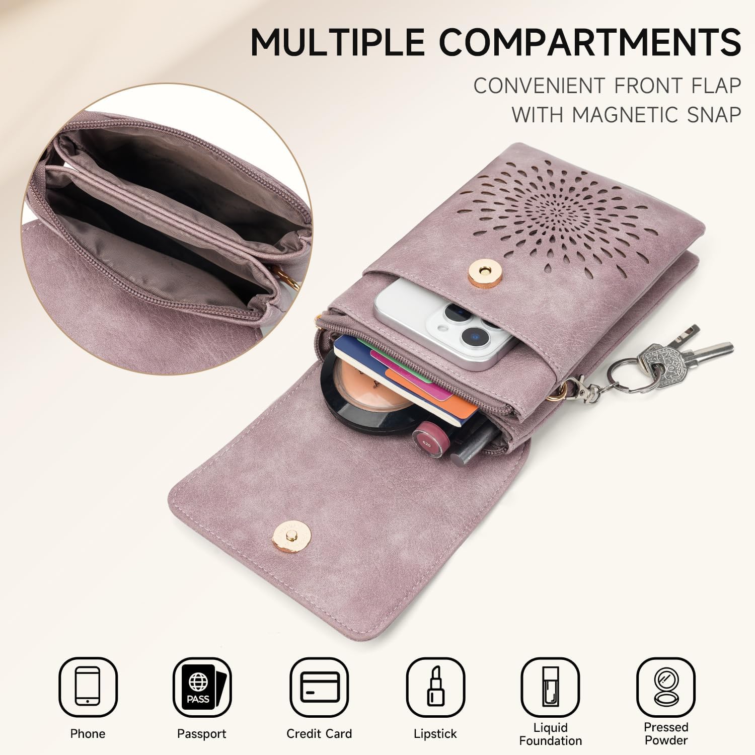 APHISON Small Crossbody Bags for Women Trendy, Leather Phone Wallet Purses Handbags Card Slots with Adjustable Strap