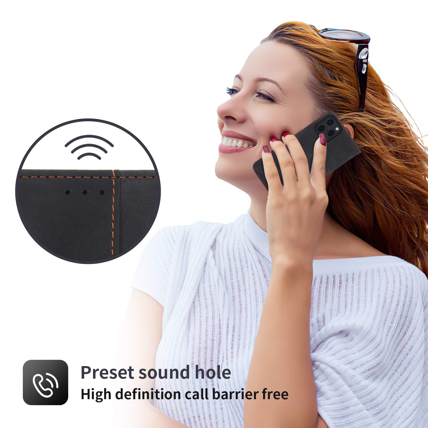SWP - Custodia a portafoglio per iPhone 12/12 Pro 5G, in pelle