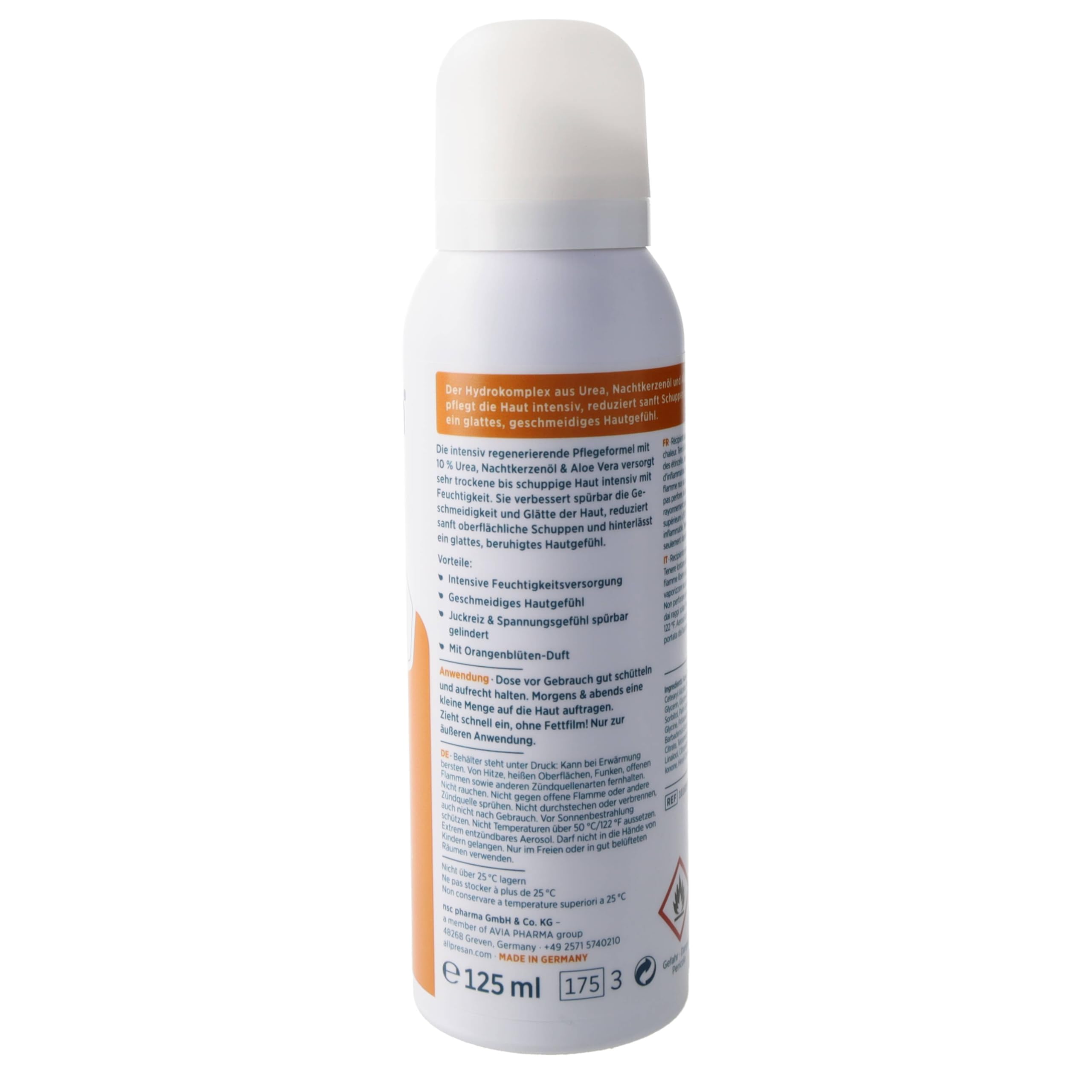 Allpresan Limited Edition - ORANGENBLÜTE - Körper Schaumcreme für sehr trockene bis schuppige Haut mit belebendem Orangenblüten-Duft, 125 ml