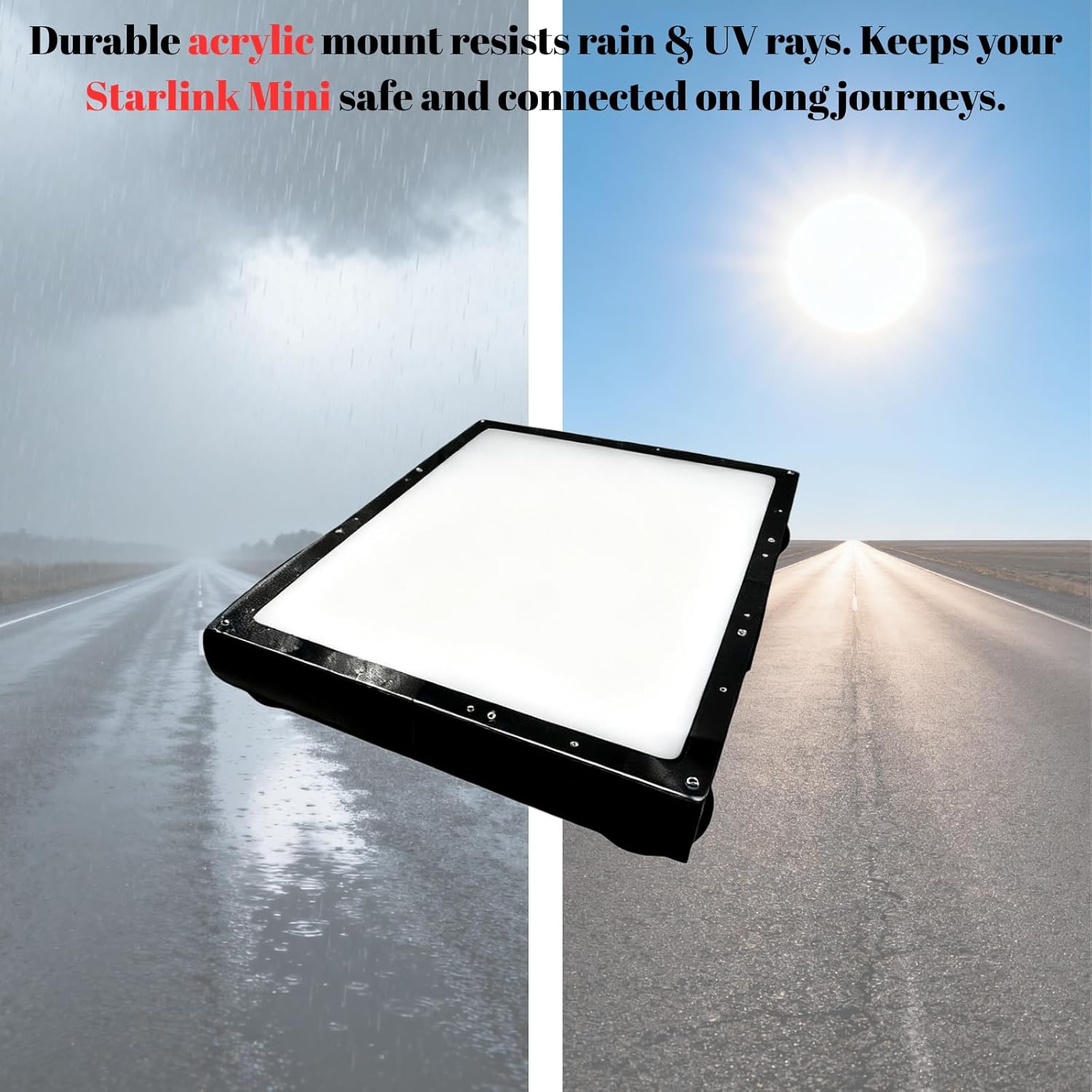 Starlink Mini Roof Mount Kit – 266 lbs Vehicle Magnetic Flat Mount, Premium ASA Material with High-Strength Acrylic Cover, 360° Protection and Uninterrupted Signal(Black)