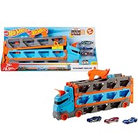 Hot Wheels Speedway Hauler e 3 auto giocattolo in scala 1:64