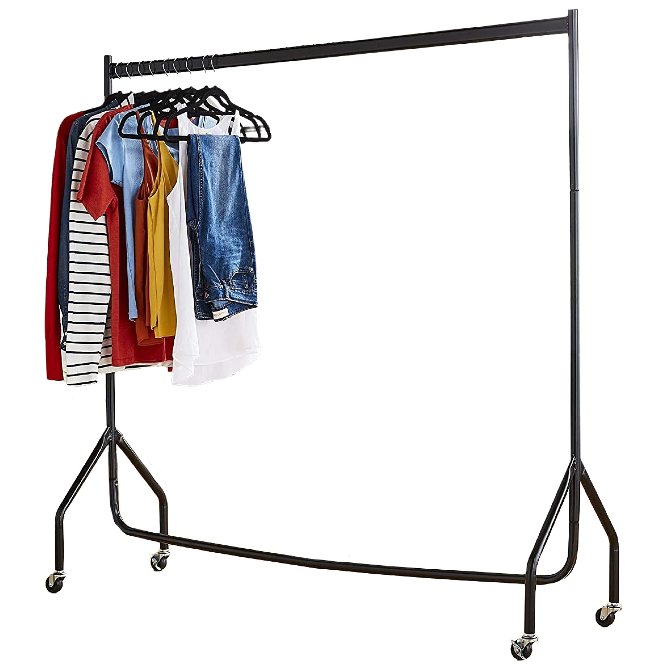 House of Home Heavy Duty Clothes Rail With Wheels 4 Sizes Black - Black / 120cm