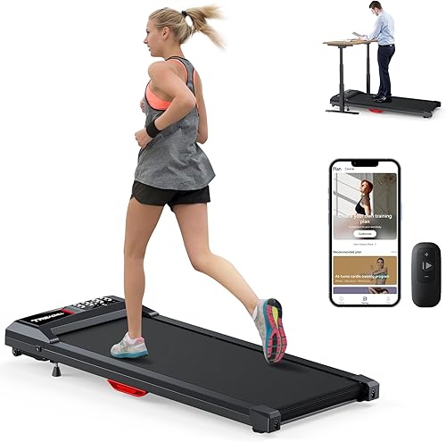 Walking Pad with Incline, Walking Pad Treadmill 300lb Capacity, Voice Control Under Desk Treadmill Works with ZWIFT KINOMAP WELLFIT APP, 2.5HP