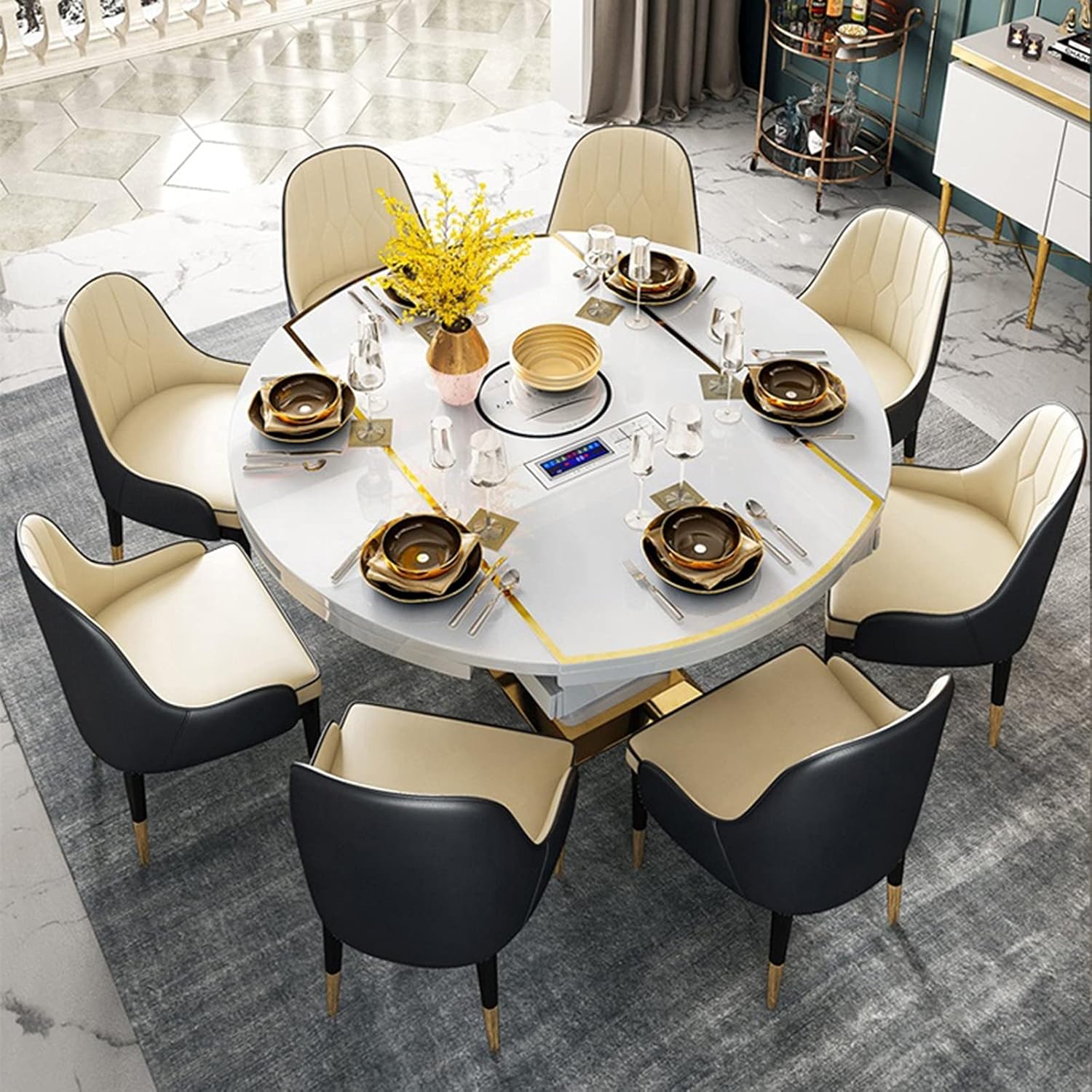 NJHVNG Dining Room Table, Modern Luxury Round Classic