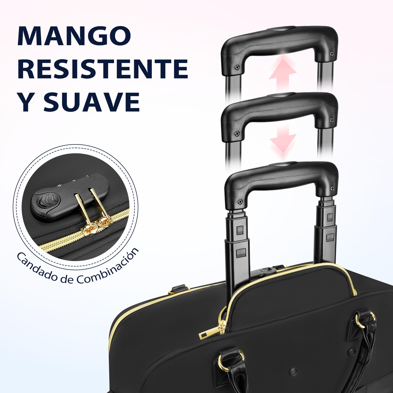 Ytonet Maletin con Ruedas para Mujer, Maletin con Ruedas Trabajo Antirrobo Gran Capacidad 47L Bolsa de Viaje para Portatil 17.3 Pulgadas con Candado TSA, para Trabajo, Viajes, Negocios, Negro