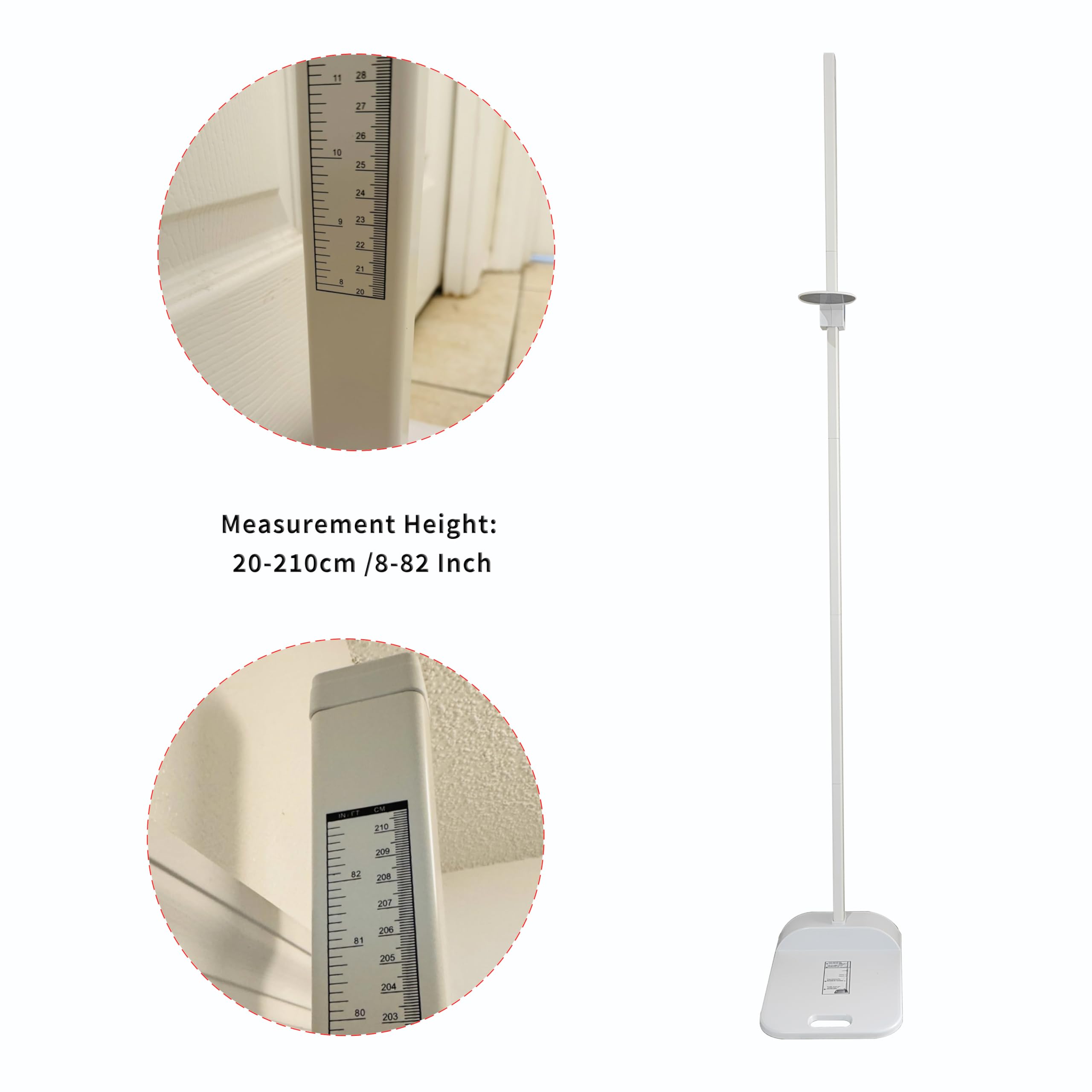 Height Measurement Scale, Portable Dual-Scale Height Gauge Ruler, Five-Section Height Measuring Rod Tool with 8” to 82” Measuring Range Movable Positioner for Home Gym School