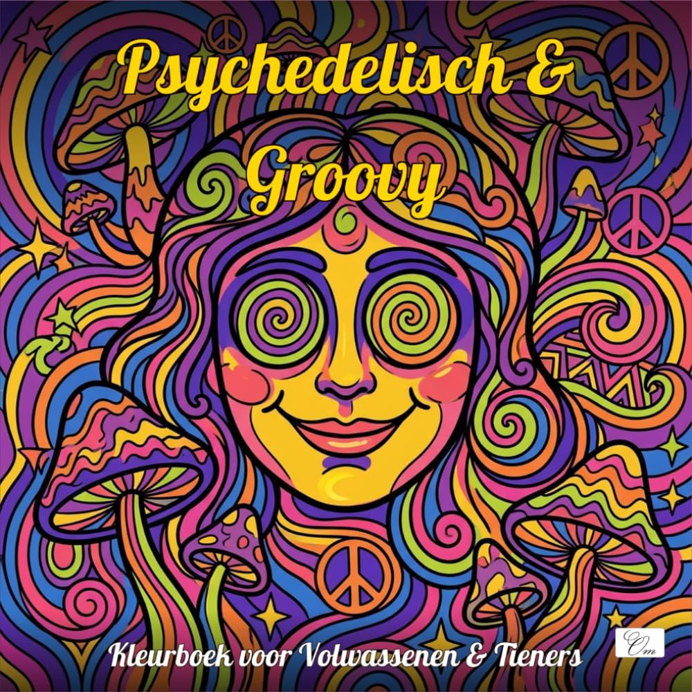 Trippy & Groovy — Psychedelisch & Groovy — Kleurboek voor Volwassenen & Tieners: 60 Vetgedrukte Kleurplaten met Paddenstoelen, Aliens & Optische ... ’60-’70 Ontwerpen voor Stressverlichting