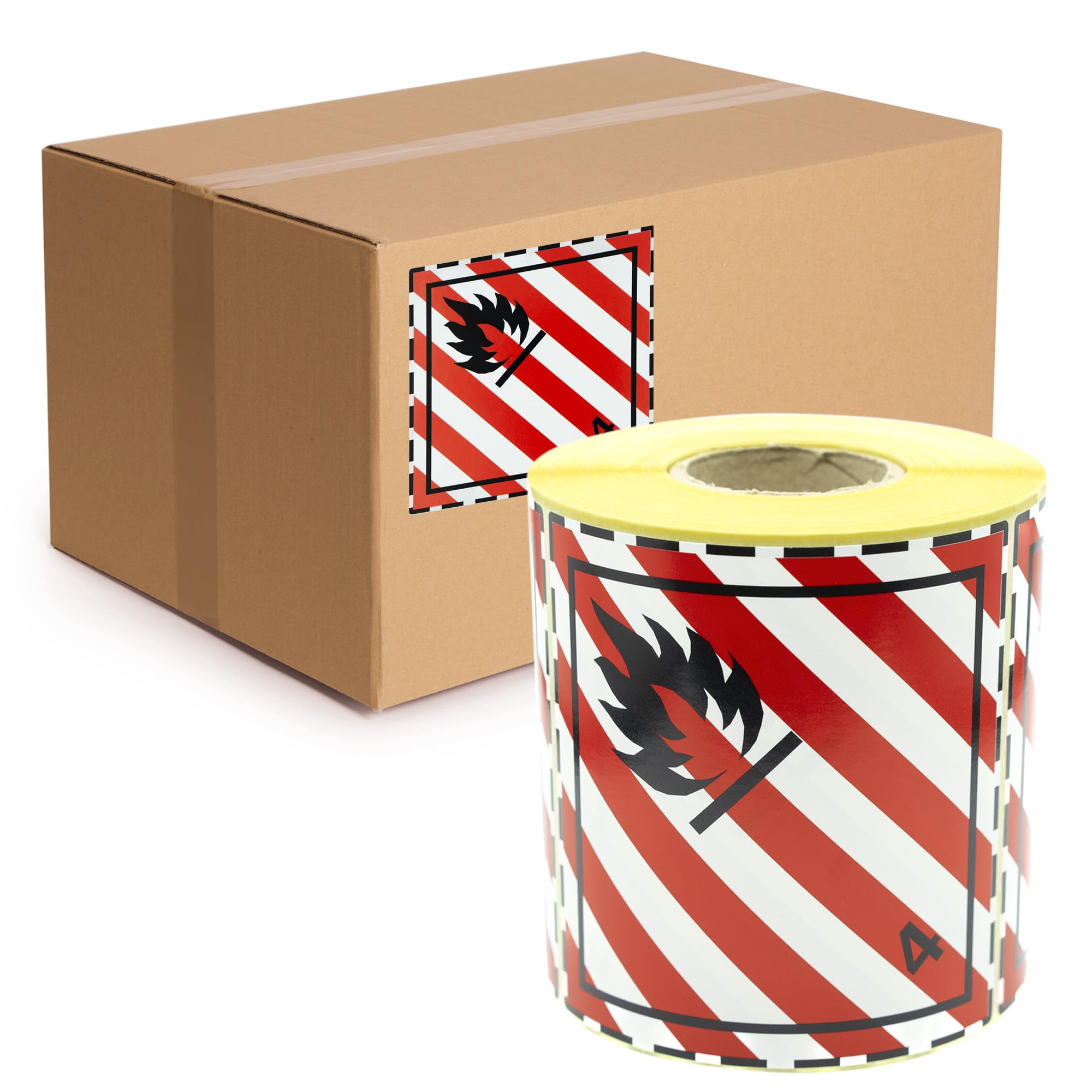Lot de 500 étiquettes pour produits dangereux classe 4.1 - Substances solides inflammables ADR 100 x 100 mm
