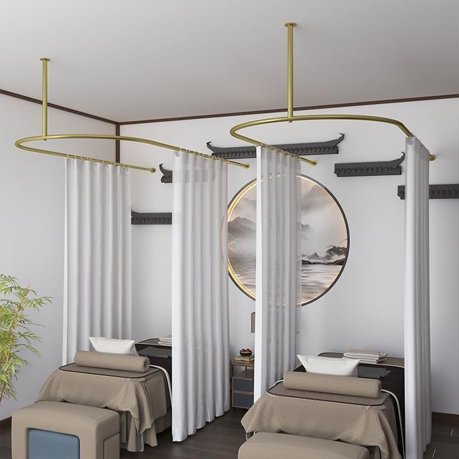 WQPMNYG UShape Privacy Partition Curtains Rod 120cm Metal WallMounted Room Divider Track for Living Room Bedroom Hotel & Salon Grommet Support for Elegant Space Separation