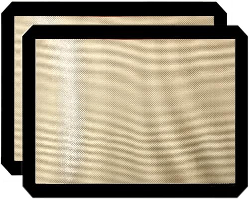 Alfombrillas de silicona antiadherentes prémium para hornear de un cuarto de hoja, tostadora, horno, juego de 2 alfombrillas (tamaño 8.5 - 11.5